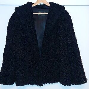 Kastorian Furriers Black Persian Lamb Fur Coat Luxury Flawed